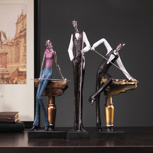 Venta al por mayor hogar sala de estar <span class=keywords><strong>Club</strong></span> bar decoraciones retro elegante decoración artículos resina billar jugador estatua figura abstracta estatuilla - Product Image 1