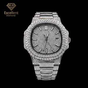 Montre Hip Hop en Moissanite Quartz, Étanche et Résistante aux Rayures, Bijou Homme Iced Out pour Streetwear, Fête et Cadeau – Offre Spéciale - Product Image 1