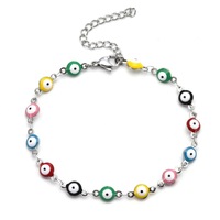 Bracelet à breloques en acier inoxydable multicolore émaillé œil de diable de qualité supérieure pour femmes, vente en gros