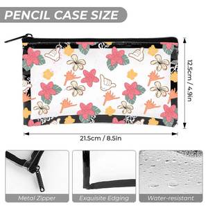 2025 Trending Custom Clear Neceser Set Impermeable Hawaiian Pink Anthurium Print Reutilizar Transparente Clean Juego de dos piezas - Product Image 2