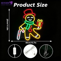 Insegna LED Neon a Forma di Omino di Pan di Zenzero, Decorazione Natalizia Alimentata via USB, Luce Decorativa per Casa, Camera da Letto, Bar, Feste