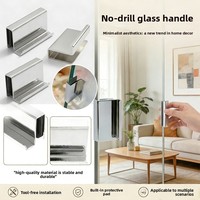 Gagang Kabinet Minimalis Modern Grosir Pabrik Asli, Pegangan Klip Baja Tanpa Lubang, Pelat Gagang Pintu Kaca Display, Klip Tarik