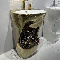 Lavabo Lavabo à main en céramique au design moderne couleur or du Moyen-Orient facile à nettoyer pour WC musulman Wadu Pied Évier sur pied de salle de bain