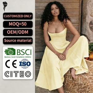 Robe longue élégante personnalisée en coton tissé pour femme, coupe trapèze anti-plis numérique, idéale pour les tenues décontractées quotidiennes et les vacances d'été - Product Image 1