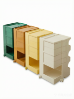 Chariot de chevet rotatif multi-niveaux, meuble de rangement roulant, table de nuit mobile peu encombrante pour chambre à coucher