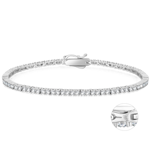 Oferta Especial JAJGI Pulsera de Tenis de Plata de Ley S925 Bañada en Oro de 18K con Engaste de Garra e Incrustaciones de Moissanita, Cierre de Caja, para Mujer - Product Image 1