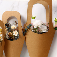 Sacs cadeaux en papier kraft avec boucle de suspension, sacs d'emballage pour bouquets marron pour la décoration de la maison, l'emballage floral et les emballages cadeaux