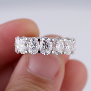 Nieuwste Mode Witte Gouden Ring Band Vol Elegante Oval Cut Moissanite Diamanten Trouwring