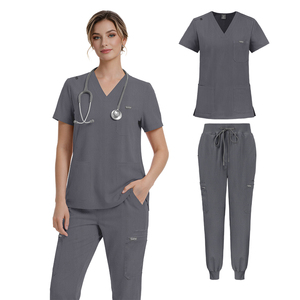 Uniformes Médicos de Alta Calidad con Cuello en V, Elásticos en 4 Direcciones, Transpirables, de Poliéster, Rayón y Spandex, Conjuntos de Pantalones Deportivos al por Mayor, Uniformes de Enfermería Personalizados - Product Image 1