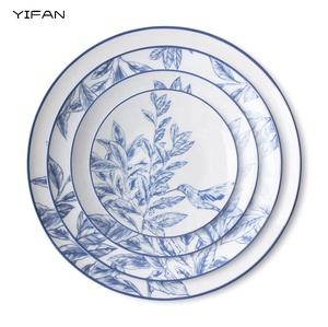 Fresh Blue Flower Decal Dinner Plate Ceramic <b>Dinnerware</b> Bone China Salad Dish Wedding Decor Charger Plate Dishwasher Available - Product Image 2