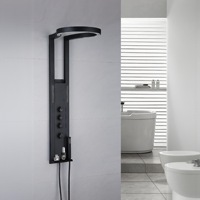 Nouvelle Douche Murale Multifonctionnelle Grande Cascade pour la Maison, Ensemble de Douche Pressurisé avec Robinet en Céramique, Noir Mat, Jet Doux Pluie