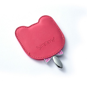 Lovely Bear Cartoon Shape Soft Especial Custom Handle PU Leather Cosmetic <b>Mirror</b> - Product Image 1