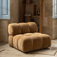 Ensemble de meubles de luxe de style européen moderne, canapé gaufré et fauteuil d'angle modulaire en tissu pour salon