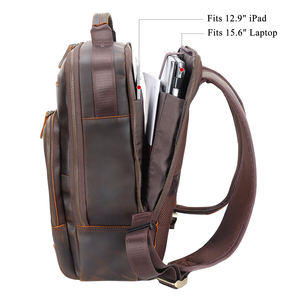 Mochila de Estilo Vintage para Portátil de 15.6 Pulgadas, Bolso Escolar de Cuero Auténtico de Plena Flor, Crazy Horse Genuino - Product Image 6
