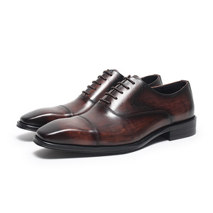 Chaussures en cuir d'affaires de mode chaussures Oxford à bout carré de style européen pour les affaires costume mariages chaussures pour hommes - Product Image 5