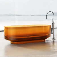 Baignoire autonome en résine de pierre, formes et couleurs variées, baignoire en cristal transparent