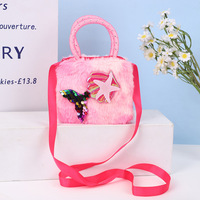 Sac à bandoulière en peluche motif dessin animé, mignon et tendance, avec porte-monnaie, porte-cartes à long cordon et étui pour écouteurs