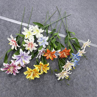 Bunga Lily Putih Buatan Berkualitas Tinggi 2 Kepala, Bahan Sutra, Sentuhan Realistis dengan Batang, untuk Dekorasi Pernikahan, Pesta, dan Rumah, untuk Hari Valentine
