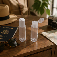 Flacon cosmétique vide en PET transparent de 40 ml avec bouchon à clapet, idéal pour gel hydroalcoolique, sérum, lotion, avec capuchon à effet disco