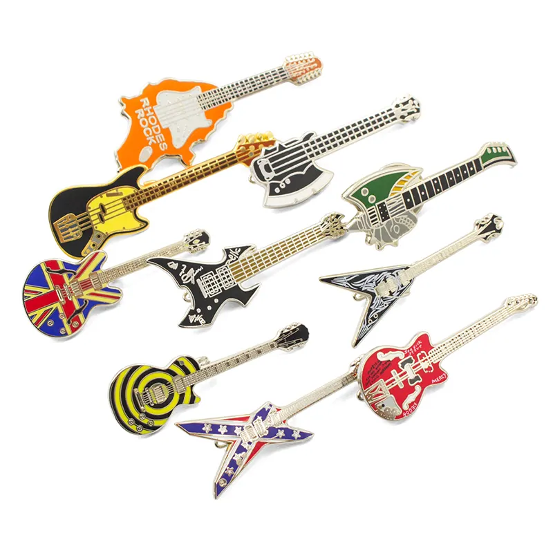 Kostuum Schattige Gitaar Emaille Broche Spelden Voor Hoed Punk Rock Band Muziek Zanger Custom Metal Zacht Hard Emaille Pin