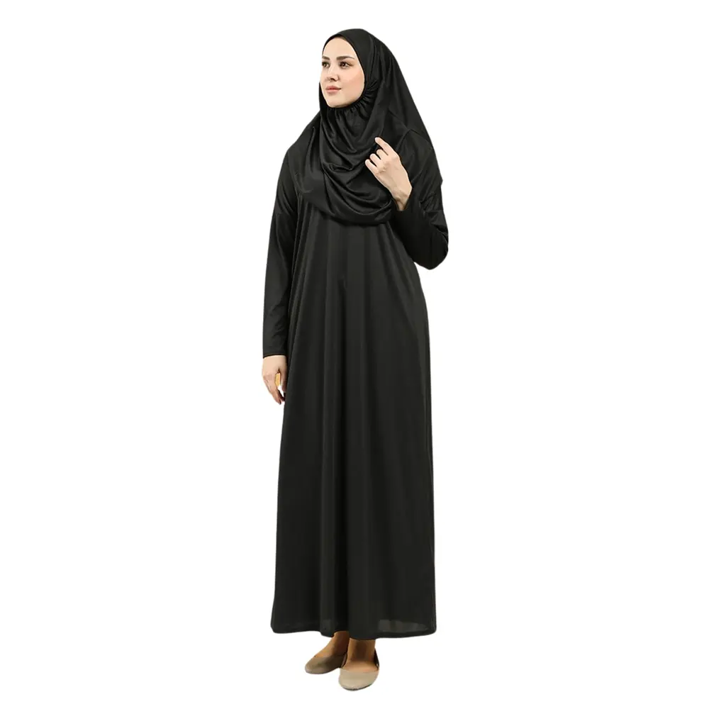Abaya musulmane pour femme Robe de prière islamique à manches longues une pièce avec capuche Hijab Maxi Kaftan Robe Modest Clothes