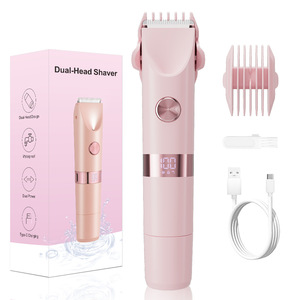 Afeitadora eléctrica de doble cabezal para mujer, para áreas íntimas, lavable con agua, pantalla digital, carga USB, depiladora recargable - Product Image 1