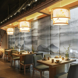 Lámpara Colgante de Bambú Estilo Chino Yumesho, Color Natural, 10-15 m², para Sala de Estar, Dormitorio, Estudio - Product Image 3