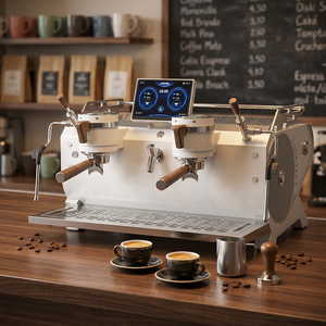 ผู้ผลิตเครื่องชงกาแฟระดับมืออาชีพที่ดีที่สุด เครื่องชงเอสเพรสโซเชิงพาณิชย์พร้อมเครื่องทำฟองนม สำหรับร้านอาหาร ร้านค้า รุ่น AT2-2 ระบบสกัดแบบเรียลไทม์ D - Product Image 2