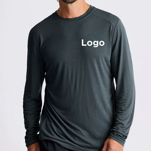 Kaus memancing lengan panjang pria, Logo kustom kualitas tinggi bambu berongga ringan warna polos - Product Image 4