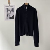 En stock, photos réelles, cardigan en tricot à manches longues en coton pour femme, design décontracté avec fermeture éclair, pour l'automne 16a-3596