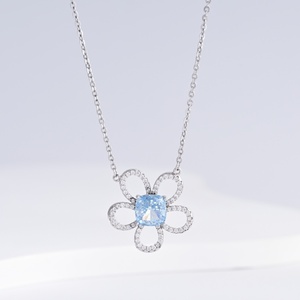wholesale plata 925 silver Classic Aquamarine Pendant Necklace Everyday Wear minimalist mama stone dainty necklaces for girls - Product Image 2