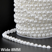 8MM de large blanc Beige fil de coton demi-cercle perles chaîne perles collier dentelle ruban d'habillage pour robe de mariée