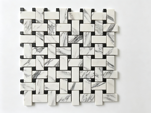 Mosaico de Mármol Blanco Calacatta 12x12 Pulido, Contemporáneo, Impermeable, para Piso de Baño - Product Image 2