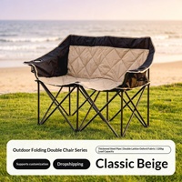 Chaise pliante double d'extérieur, pour camping, pique-nique, loisirs, portable, rembourrée en coton, tissu Oxford 600D, chaise longue pour balcon, cour