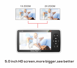 Moniteur Bébé Sans Fil en Promotion 5'' HD 720P avec 4 Caméras, Rotation Panoramique et Inclinaison, Audio Bidirectionnel, Vision Nocturne, Détection de Mouvement et Berceuses - Product Image 4