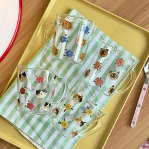 Copo de Vidro Criativo com Desenho de Gato Lelyi, Presente para Meninas, Copo para Café e Leite - Product Image 2