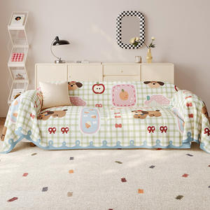 Sweet Dream Puppy <b>Sofa</b> <b>Cover</b> Rectangle Printed Cartoon Elastic <b>Stretch</b> Imitation Linen Pad Type Modular <b>Sofa</b> Slipcover - Product Image 5