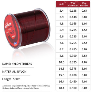 สายเอ็นตกปลาไนลอน Justron 500 ม. รับน้ำหนักได้ 5 กก. แบบม้วนคู่ สำหรับตกปลาทะเล ตกปลาหิน สายสี - Product Image 4