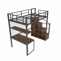 Lit mezzanine à cadre métallique avec bureau et escalier pour adultes dortoir de grande taille