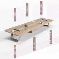 Table de conférence de bureau rectangulaire moderne en bois avec boîte de rangement pour câbles, pour 6 à 30 personnes, idéale pour les négociations et la formation