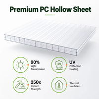 Plaque de polycarbonate alvéolaire transparente 6mm 10mm Prix Plaques PC double paroi 8mm