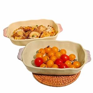 Eastern Rock Ins Style Korean Sugar <strong>Bean</strong> Color Blocked <strong>Ceramic</strong> <strong>Baking</strong> Tray Oven Microwave Safe <strong>Baking</strong> Cheese Baked Rice Plate - Product Image 5