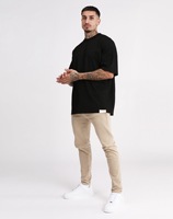 Camiseta de Manga Corta para Hombre, Tejido Sólido 100% Algodón, Diseño Elegante con Hombros Caídos, Corte Semi-Extragrande, para el Mercado Europeo