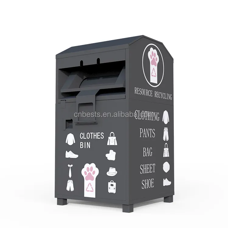Powder Coated Durable Thick Galvanized Steel Sheet Metal Donation Recycling Bins for Books Clothing Shoes