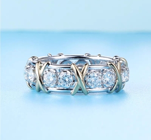 Bague en diamant moissanite en or <span class=keywords><strong>rose</strong></span> 14 carats pour couples - <span class=keywords><strong>Alliance</strong></span> de fiançailles ou de mariage élégante pour femme - Product Image 5