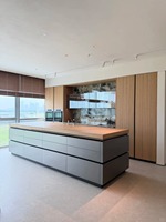 Meja Bar Minimalis dengan Fungsi Soket Kompor Induksi Pabrik - Pulau Kabinet Dapur Modern Kustom