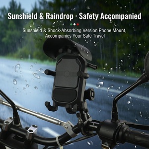 Support de téléphone antivol pour moto avec <span class=keywords><strong>pare</strong></span>-soleil, support de vélo antichoc, rotation à 360°, support de guidon pour scooter - Product Image 1