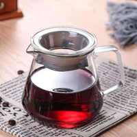 Vente en gros de cafetière en verre transparent Pot de partage infusé à la main Tasse à filtre à café domestique