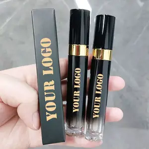 4ml 라운드 골드 블랙 그라디언트 럭셔리 립글로스 튜브 및 박스 맞춤형 라벨 블랙 빈 립글로스 튜브