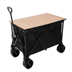 Herstellung Großhandel Camping Travel Patio Folding Utility Wagon Heavy Duty Beach Wagon mit Tisch